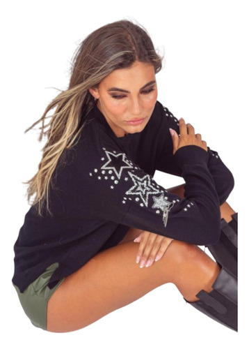 Sweater Bremer Con Apliques En Mangas De Estrellas Y Tachas