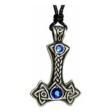 Joyería De Mjolnir Vikingo Celta Nórdico Mjolnir - Gema Azul