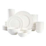 Juego De Vajilla Porcelana 8 Personas 40 Piezas Blanco