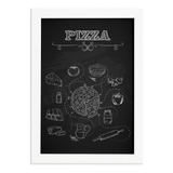 Quadro Cozinha Ingredientes Pizza Moldura Branca 22x32cm