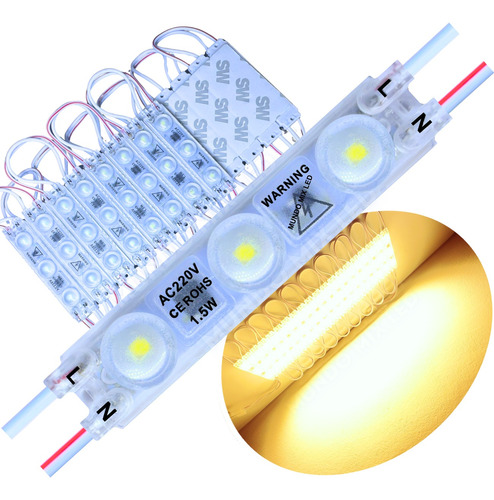 120pçs Módulo Led 3-led Ip67 Lente 160º 1,8w Direto No 220v