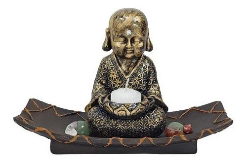 Buda Hindu Monge Castiçal Porta Vela Com Base Decorativa