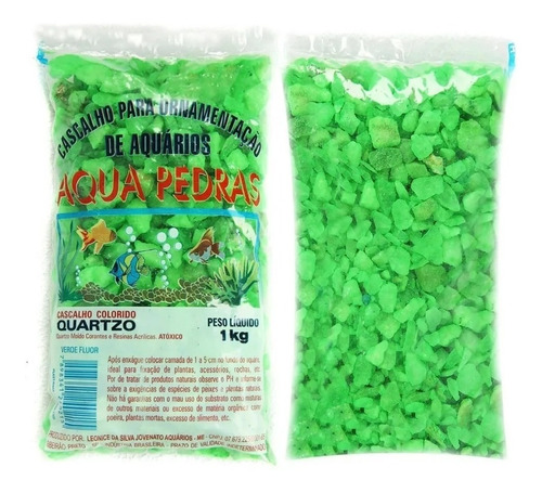 Cascalho Colorido Verde 1kg Nº02 Atoxico P/ Uso Em Aquarios