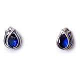 Aros Tulipán Circón Azul Plata Fina 925