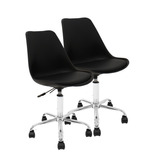 Par De Sillas Tulip Eames X2 Negra Con Ruedas Varios Colores De Almohadón Base Cromada