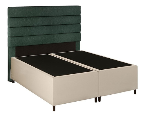 Cabeceira Base Cama Boxqueen 158 Hit Corano Bge/linho Verde