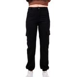 Pantalón De Jean Jogger Cargo Negro - Dama