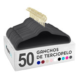50 Ganchos Para Ropa Terciopelo Antideslizante Premium Color Gris