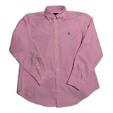 Camisa Polo Ralph Lauren Rosa Oxford Talla L Extra Slim Fit