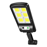 Luminaria Solar Luz Led Sensor Presença Poste Parede Forte Cor Preto