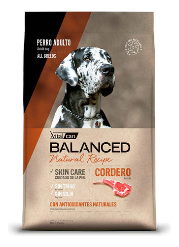 Vitalcan Balanced Perro Adulto Natural Recipe Cordero X 3 Kg