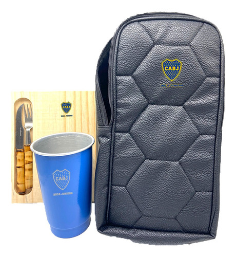 Bolso Porta Tabla Asado Con Cubiertos Y Vaso Boca Juniors