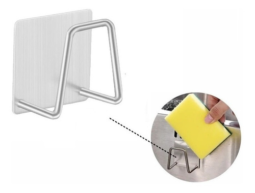 Porta Esponja Percha Adhesiva De Pegar Bacha Cocina Cromo 