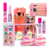 Kit Maquiagem Infantil Menina Batom Gloss Rímel Pincel Kids