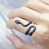 Anillo Serpiente Negro Ajustable Punk/gótico.