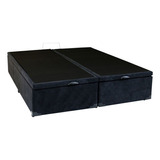 Cama Box Baú King Bipartido Suede Preto