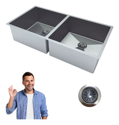 Cuba Dupla 40x40 Pia Inox Grande Para Louça Cozinha Gourmet