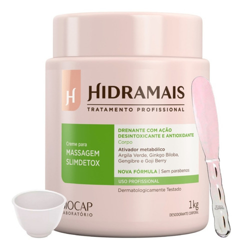  Creme Slimdetox Hidramais 1kg Com Espátula E Cubeta