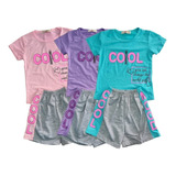 Pack 3 Pijamas Niña Manga Corta Algodón  Diseños Cool