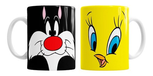 Combo 2 Tazas Silvestre Y Piolin Looney Tunes Con Caja