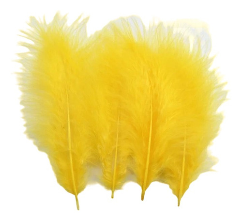 Plumas Decorativas Artificiales Color Amarillo Paquete X 20