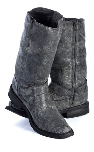 Botas Guerrerobiker Biker Vaqueras Color Gris Oscuro