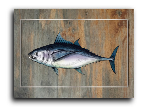 Cuadro Decorativo Canvas 80x120cm Pez Atún Madera Pescado