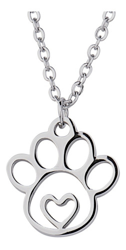 Collar Acero Inoxidable, Huella Gato Perro Corazón Luckyly