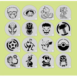 Stencil Personagens (9) Infantis 7cm Kit 16 Moldes