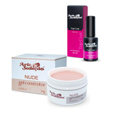 Kit Gel Led Uv Autonivelante Nude 24g + Top Coat Brilho 10g