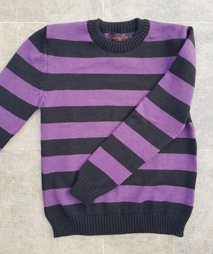 Sweater Rayado Violeta Y Negro 