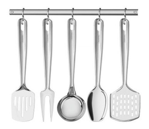 Jogo De Utensílios Aço Inox 5 Peças Com Suporte - Tramontina