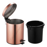 Casa Golden Lixeira Aço Inox Rose Gold Banheiro