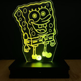 Lampara Led 3d Rgb Holograma Con Control Bob Esponja