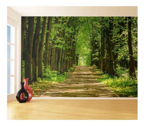 Adesivo De Parede Estrada Caminho Árvores 3d M² Nes101
