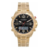 Relogio Anadigi Dourado Masculino Mondaine Grande Original 