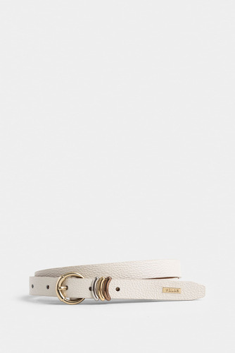 Cinturón Unifaz De Cuero Para Mujer Puntera Hexagonal Blanco Talla L