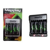 Pilha Recarregável Maxday 4 Aa Carregador Rápido Bivolt