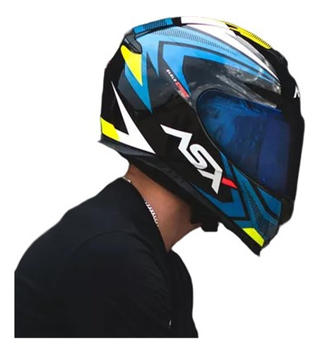 Capacete Moto Asx Axxis Eagle Street Azul + Viseira Azul