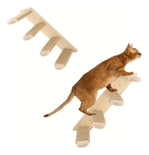 Escalera Para Gatos, Madera De Pino, Con Cuerda, 2 Piezas