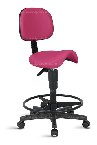 Cadeira Mocho Alto Sela Estética Secretaria Rv Rosa