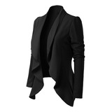 Mujeres Estilo Elegante Vuelta Abajo Cuello Breve Blazer Coa