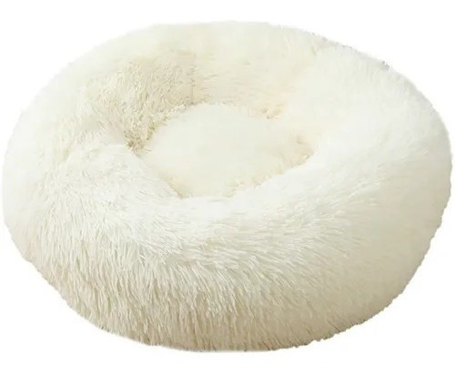 Cama Para Perro Pequeño Camita Con Felpa Antiestrés Cómoda Color Blanco