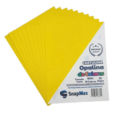 Cartulina Opalina De Colores 180gr Snapmex Tamaño Carta 50 Hojas Amarillo Canario | MercadoLibre
