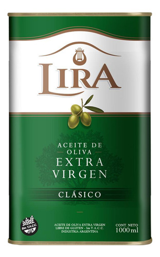 Lira Aceite De Oliva Extra Virgen Clásico En Lata 1l