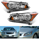 Headlights For 2008-2012 Honda Accord 4-door Sedan Black Aad