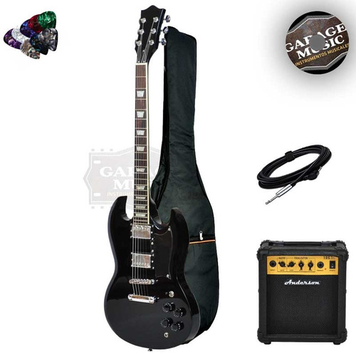 Guitarra Electrica Sg Doble Mic Funda Acolchada Amplificador