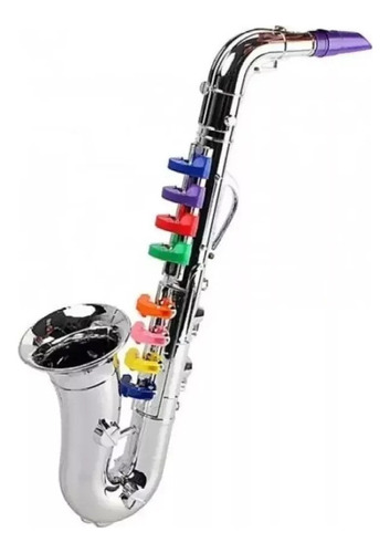 Saxofon Musical Infantil Plateado Para Instrumento Enseñanza