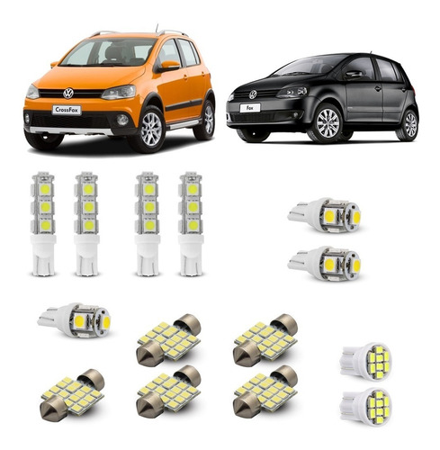 Kit Completo Led Luz Teto Lanterna Ré Placa Vw Crossfox Fox