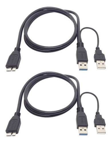 2 X Cabo 3.0 X2 Usb's P/ Hd Externo Dados E Alimentação 1 Mt